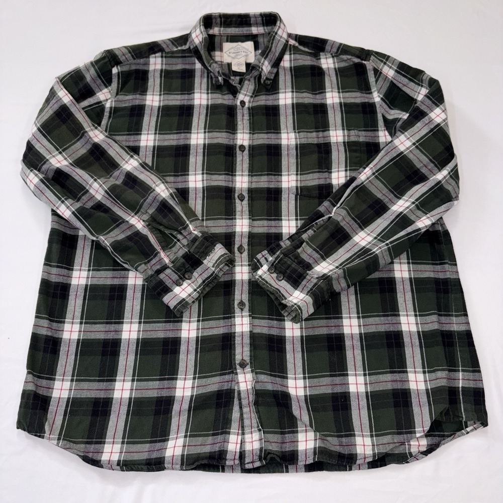 St. John's Bay Men's Cotton Plaid Button-Up Christmas Pocket Long Sleeve XL